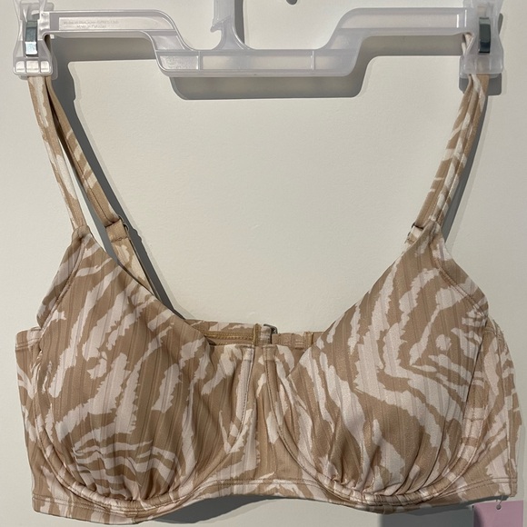 wild fable Other - Wild Fable Women's Ribbed Underwire Bralette Bikini Top Tan Animal Print 20 NWT